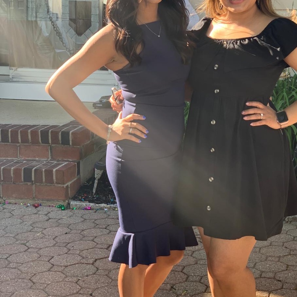 Navy midi dress